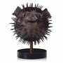 Casa Padrino Luxus Bronze Figur Kugelfisch 36 cm - Deko Skulptur mit Marmorsockel