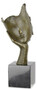 Casa Padrino Luxus Bronze Deko Skulptur Gesicht Bronze / Schwarz 15,8 x 12,2 x H. 36,8 cm - Abstrakte Bronze Deko Figur mit Marmorsockel - Luxus Deko Accessoires - Abstrakte Deko Accessoires 