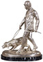 Casa Padrino Luxus Bronzefigur J�ger mit Hund Silber / Schwarz 45 x 28 x H. 61 cm - Bronze Skulptur mit Marmorsockel - Schreibtisch Deko - Wohnzimmer Deko - Luxus Qualit�t
