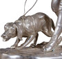 Casa Padrino Luxus Bronzefigur J�ger mit Hund Silber / Schwarz 45 x 28 x H. 61 cm - Bronze Skulptur mit Marmorsockel - Schreibtisch Deko - Wohnzimmer Deko - Luxus Qualit�t