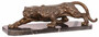 Casa Padrino Luxus Bronzefigur Panther Bronzefarben / Schwarz 64,9 x 19,8 x H. 19,6 cm - Elegante Bronze Skulptur mit Marmorsockel - Deko Accessoires 