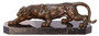 Casa Padrino Luxus Bronzefigur Panther Bronzefarben / Schwarz 42,8 x 14,9 x H. 13,8 cm - Elegante Bronze Skulptur mit Marmorsockel - Deko Accessoires 