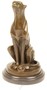 Casa Padrino Art Deco Bronze Skulptur mit Marmorsockel sitzender Gepard Bronze / Gold / Schwarz 15,8 x 16,7 x H. 29,7 cm - Bronzefigur - Tierfigur - Deko Accessoires 