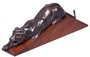 Casa Padrino Luxus Dekofigur Puma Bronze / Braun 60 x 11 x H. 20 cm - Elegante Messing Figur mit Holzsockel - Deko Skulptur