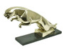 Casa Padrino Luxus Bronzefigur Jaguar auf Holzsockel Silber / Schwarz 54 x 13 x H. 29 cm - Versilberte Bronze Skulptur