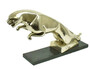Casa Padrino Luxus Bronzefigur Jaguar auf Holzsockel Silber / Schwarz 54 x 13 x H. 29 cm - Versilberte Bronze Skulptur