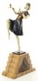 Casa Padrino Luxus Bronzefigur �gytische T�nzerin Mehrfarbig / Beige 17 x 9 x H. 37 cm - Deko Bronze Skulptur mit Sockel