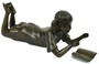 Casa Padrino Luxus Bronzefigur liegendes Mdchen liest Bronze 22 x 60 x H. 27 cm - Bronze Skulptur - Dekofigur - Deko Accessoires