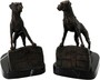 Casa Padrino Luxus Buchst�tzen Set Hunde Bronze auf schwarzem Marmor Sockel - Luxus Deko
