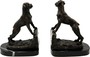 Casa Padrino Luxus Buchst�tzen Set Hunde Bronze auf schwarzem Marmor Sockel - Luxus Deko