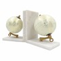 Casa Padrino Marmor Buchst�tzen Set Globus Wei� / Gold - Schreibtisch Deko