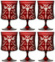 Casa Padrino Luxus Brandy Glas 6er Set Rot / Silber  9 x H. 14,5 cm - Handgefertigte und handgravierte Cognacgl�ser - Hotel & Restaurant Accessoires - Luxus Qualit�t