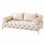 Casa Padrino Luxus Chesterfield 2er Sofa Creme / Gold 190 cm - Wohnzimmer M�bel