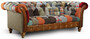 Casa Padrino Luxus Chesterfield 3er Sofa Mehrfarbig / Grau / Braun 235 x 95 x H. 85 cm - Wohnzimmer Sofa mit Echtleder - Chesterfield Wohnzimmer M�bel 