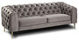 Casa Padrino Luxus Chesterfield 3er Sofa Grau / Messingfarben 217 x 95 x H. 80 cm - Modernes Wohnzimmer Sofa - Chesterfield Wohnzimmer M�bel 