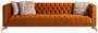 Casa Padrino Luxus Chesterfield 3er Sofa Orange / Messingfarben 240 x 85 x H. 75 cm - Chesterfield Wohnzimmer Sofa - Chesterfield Wohnzimmer M�bel - Luxus Kollektion