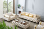 Casa Padrino Luxus Chesterfield 3er Sofa Creme / Gold 250 x 115 x H. 70 cm - Chesterfield Wohnzimmer Sofa - Wohnzimmer Mbel - Chesterfield Mbel - Luxus Mbel - Luxus Einrichtung - Mbel Luxus