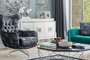 Casa Padrino Luxus Chesterfield Drehsessel Schwarz / Grau / Silber 86 x 82 x H. 100 cm - Wohnzimmer Sessel - Chesterfield Wohnzimmer M�bel