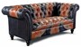 Casa Padrino Luxus Chesterfield Echtleder 3er Sofa Blau / Braun / Schwarz 235 cm 