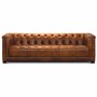 Casa Padrino Luxus Chesterfield Echtleder 3er Sofa Vintage Braun 203 cm