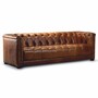 Casa Padrino Luxus Chesterfield Echtleder 3er Sofa Vintage Braun 203 cm