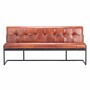Casa Padrino Luxus Chesterfield Echtleder Sitzbank Hellbraun / Schwarz 200 cm - Echtleder M�bel