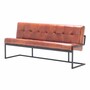 Casa Padrino Luxus Chesterfield Echtleder Sitzbank Hellbraun / Schwarz 200 cm - Echtleder M�bel