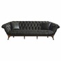 Casa Padrino Luxus Chesterfield Echtleder Sofa Dunkelgr�n / Braun 270 cm - Echtleder M�bel