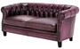 Casa Padrino Luxus Chesterfield Echtleder Sofa Lila / Schwarz 160 cm - Echtleder M�bel