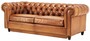 Casa Padrino Luxus Chesterfield Echtleder Schlafsofa Hellbraun / Braun 220 cm - Echtleder M�bel