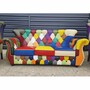 Casa Padrino Luxus Chesterfield Leder Wohnzimmer Set Bunt / Dunkelbraun - Patchwork Echtleder M�bel