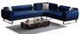 Casa Padrino Luxus Ecksofa mit verstellbaren R�ckenlehnen Blau / Braun / Silber 320 x 180 x H. 80 cm - Wohnzimmer Sofa - Wohnzimmer M�bel - Luxus M�bel - Luxus Einrichtung