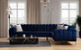 Casa Padrino Luxus Ecksofa mit verstellbaren R�ckenlehnen Blau / Braun / Silber 320 x 180 x H. 80 cm - Wohnzimmer Sofa - Wohnzimmer M�bel - Luxus M�bel - Luxus Einrichtung