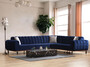 Casa Padrino Luxus Ecksofa mit verstellbaren R�ckenlehnen Blau / Braun / Silber 320 x 180 x H. 80 cm - Wohnzimmer Sofa - Wohnzimmer M�bel - Luxus M�bel - Luxus Einrichtung