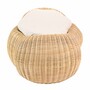 Casa Padrino Luxus Hocker Naturfarben 86,5 cm - Rattan Fu�hocker mit Kissen