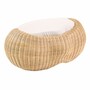 Casa Padrino Luxus Hocker Naturfarben 86,5 cm - Rattan Fu�hocker mit Kissen