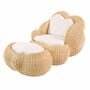 Casa Padrino Luxus Hocker Naturfarben 86,5 cm - Rattan Fu�hocker mit Kissen