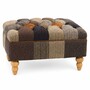 Casa Padrino Luxus Chesterfield Patchwork Hocker Bunt  / Naturfarben 90 cm - Rechteckiger Fu�hocker - Chesterfield M�bel - Patchwork M�bel