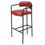 Casa Padrino Luxus Kunstleder Barstuhl Rot / Schwarz H. 106 cm - Hotel & Bar M�bel 