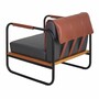 Casa Padrino Luxus Kunstleder Sessel Grau / Braun / Naturfarben / Schwarz - Luxus M�bel