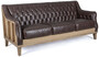 Casa Padrino Luxus Chesterfield Kunstleder Sofa Dunkelbraun / Naturfarben 194,5 x 85 x H. 85 cm - Wohnzimmer Sofa - Wohnzimmer M�bel - Chesterfield M�bel - Luxus M�bel - Luxus Einrichtung