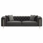 Casa Padrino Luxus Chesterfield Kunstleder Sofa Schwarz / Messing 262 cm - Luxus M�bel