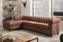 Casa Padrino Chesterfield Ecksofa Links Antik Braun - Microfaser Wohnzimmer Sofa - Chesterfield Wohnzimmer M�bel