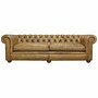 Casa Padrino Luxus Chesterfield Leder Sofa Hellbraun / Dunkelbraun 242 cm - Echtleder Mbel