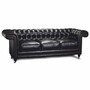 Casa Padrino Luxus Chesterfield Leder Sofa Schwarz 200 cm - Echtleder M�bel 