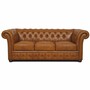 Casa Padrino Luxus Chesterfield Leder 3er Sofa Vintage Braun / Dunkelbraun 210 cm 