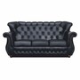 Casa Padrino Luxus Chesterfield Leder Sofa Schwarz / Dunkelbraun 190 cm - Wohnzimmer M�bel 