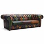 Casa Padrino Luxus Chesterfield Patchwork Echtleder Sofa Bunt 200 cm - Leder M�bel 