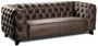 Casa Padrino Luxus Chesterfield Leder 3er Sofa Vintage Braun / Schwarz 217 x 95 x H. 80 cm - Echtleder Wohnzimmer Sofa - Chesterfield Wohnzimmer M�bel 