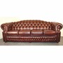 Casa Padrino Luxus Chesterfield Leder 4er Sofa Rot / Braun 236,5 cm - Echtleder M�bel